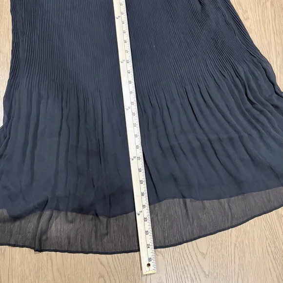 Nine West Pleated Chiffon V Neck Sleeveless Dress Lined Flowy XL Goth Flapper - Picture 12 of 13